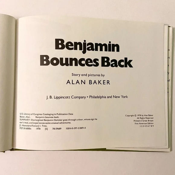 Vintage 1978 Benjamin Bounces Back  by Alan Baker Book HC DJ - Picture 8 of 16